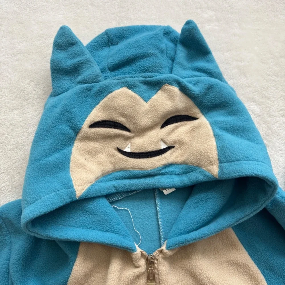 Pokemon Snorlax Onesie Halloween Costume Kids Blue Fleece Jumpsuit Size 4 to 5T